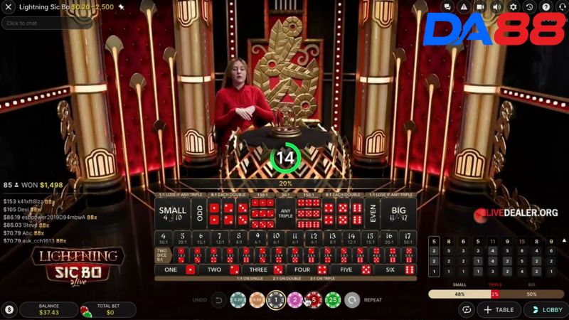 Các ván cược Tài Xỉu tại DA88 được phát sóng trực tiếp 100%, minh bạch kết quả 